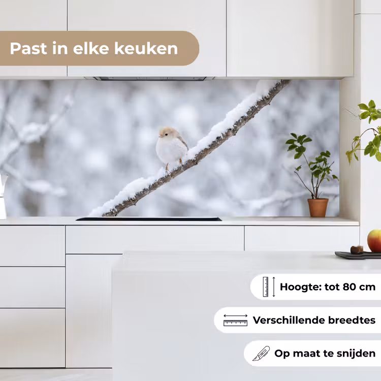 Keuken achterwand - Vogeltje - Sneeuw - Tak - Winter - Zacht — 4