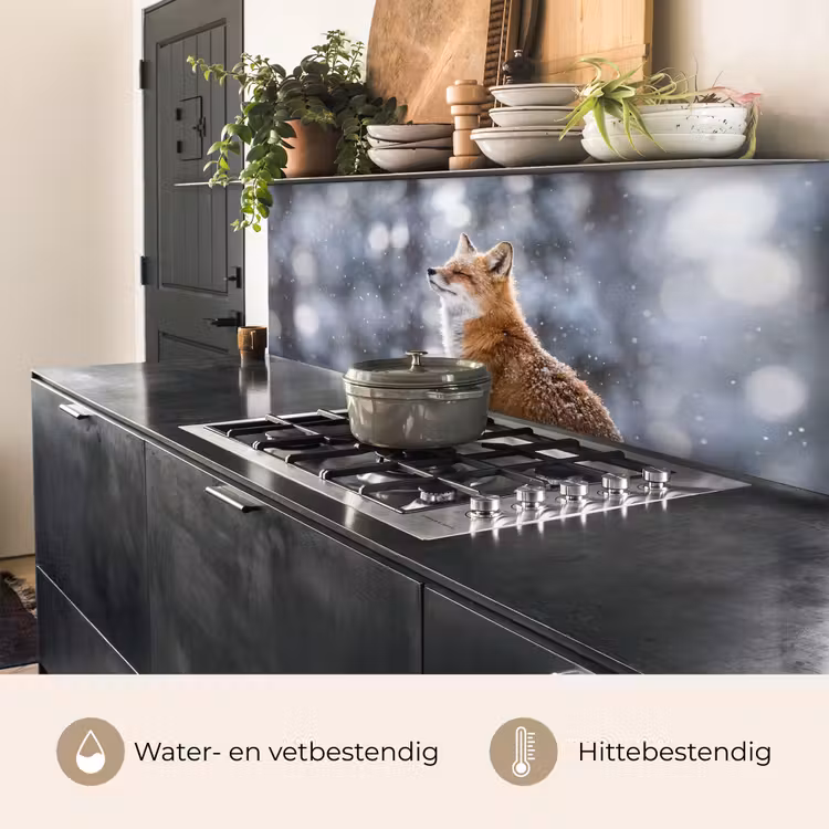 Keuken achterwand - Vos - Sneeuwval - Portret - Winter - Sfeervol — 3