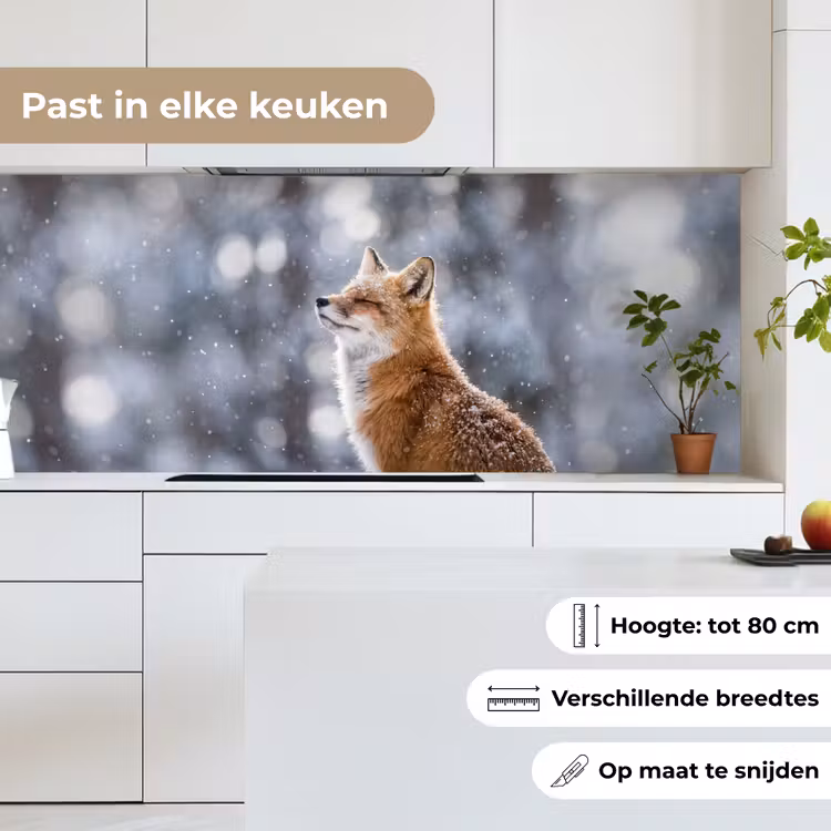 Keuken achterwand - Vos - Sneeuwval - Portret - Winter - Sfeervol — 4