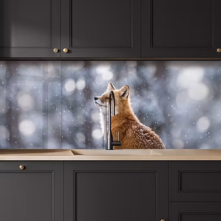 Keuken achterwand - Vos - Sneeuwval - Portret - Winter - Sfeervol — 6
