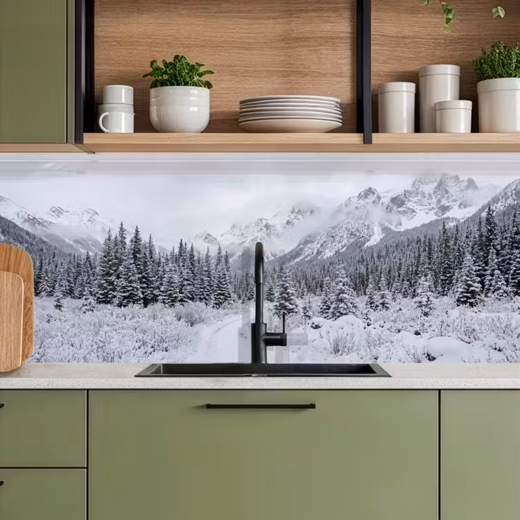 Keuken achterwand - Weg - Bergen - Sneeuw - Naaldbos - Avontuurlijk — 5