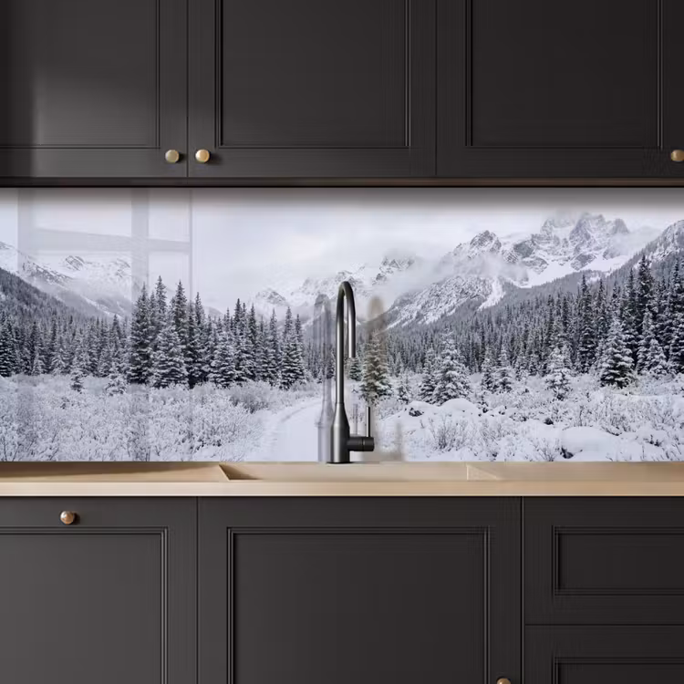 Keuken achterwand - Weg - Bergen - Sneeuw - Naaldbos - Avontuurlijk — 6