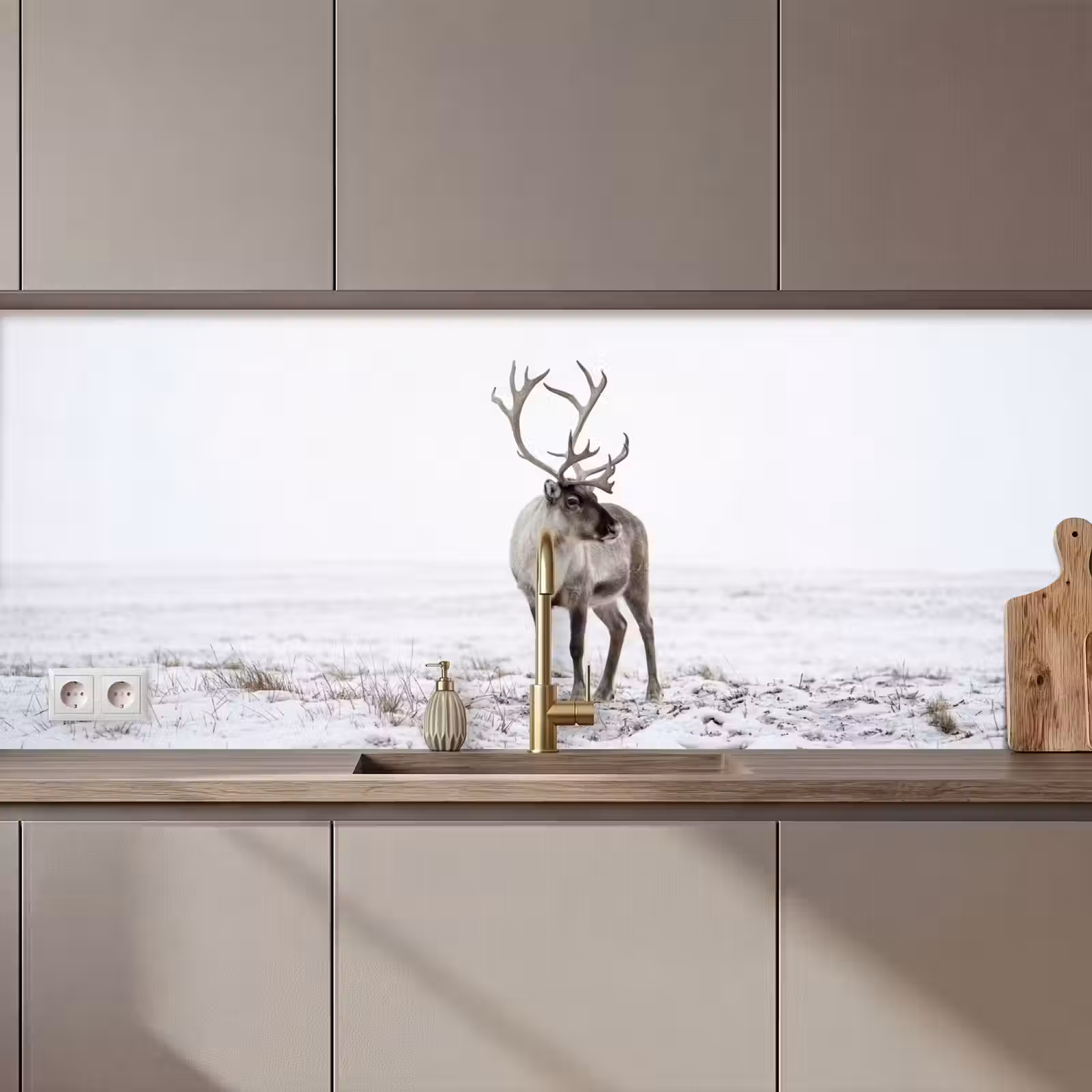 Keuken achterwand - Rendier - Gewei - Sneeuw - Winter — 1