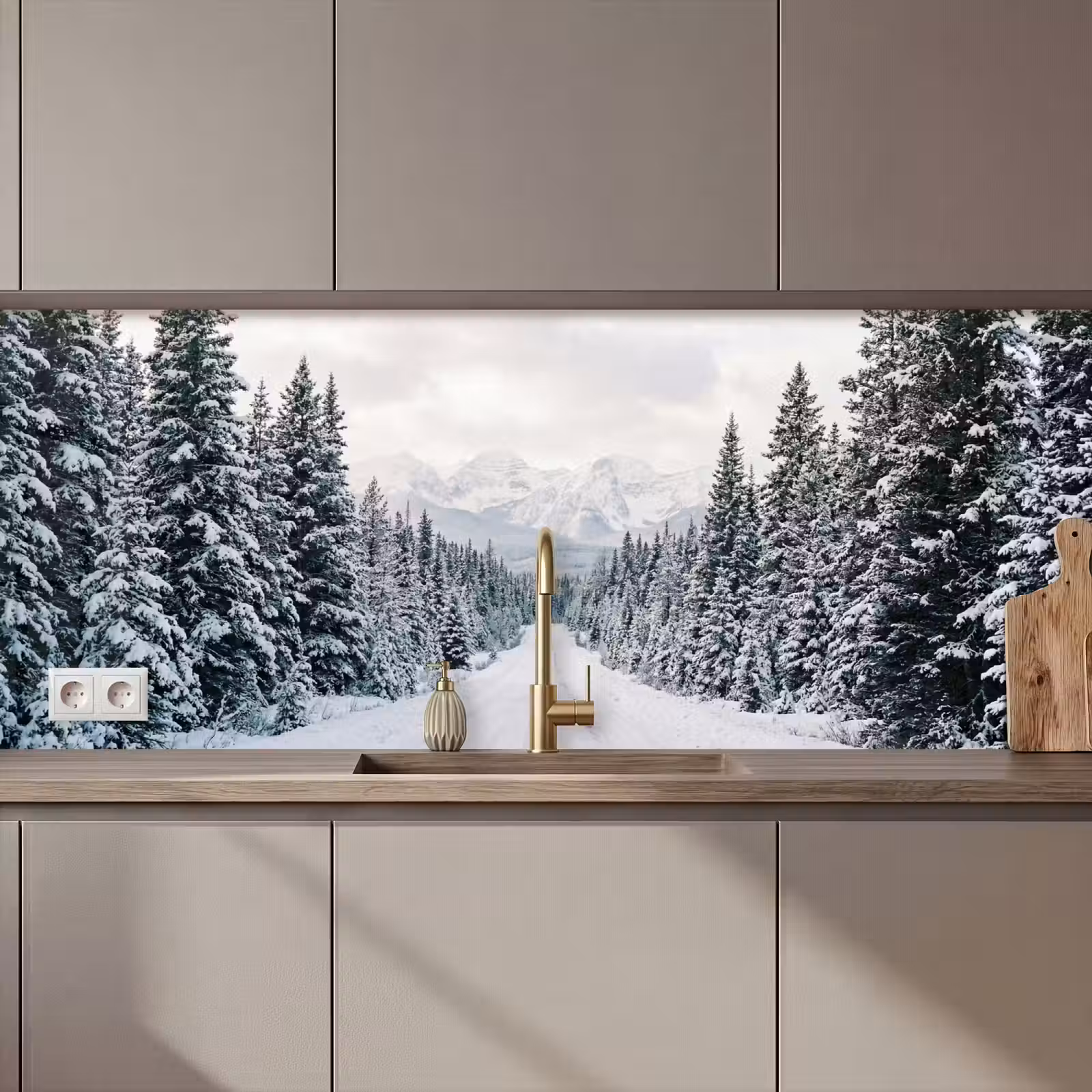 Keuken achterwand - Weg - Sneeuw - Naaldbos - Winter - Avontuurlijk — 1