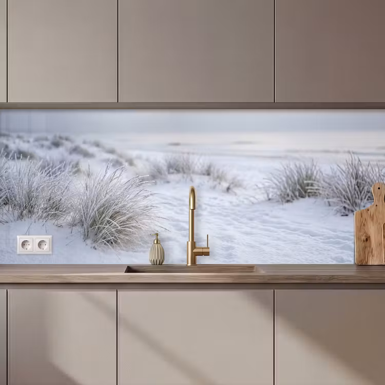 Keuken achterwand - Duinen - Sneeuw - Strand - Winter - Serene — 1