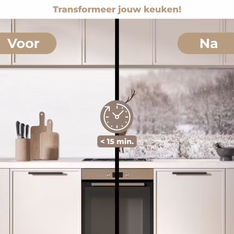 Keuken achterwand - Edelhert - Bos - Sneeuw - Winter - Majestueus — 2