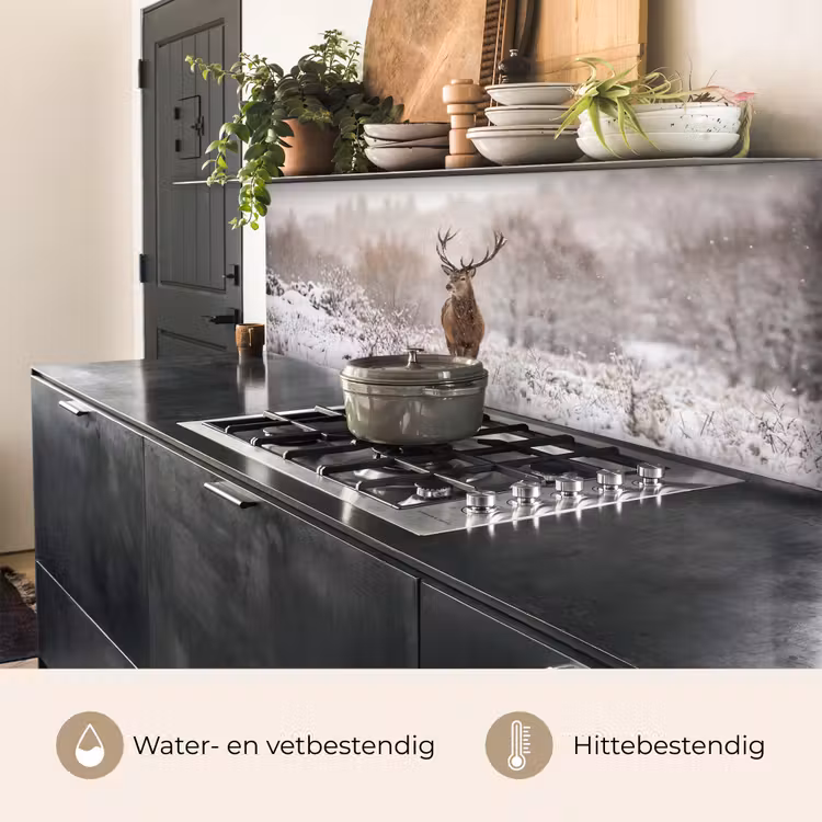 Keuken achterwand - Edelhert - Bos - Sneeuw - Winter - Majestueus — 3