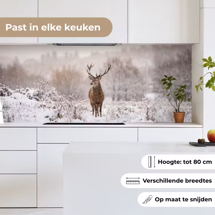 Keuken achterwand - Edelhert - Bos - Sneeuw - Winter - Majestueus — 4