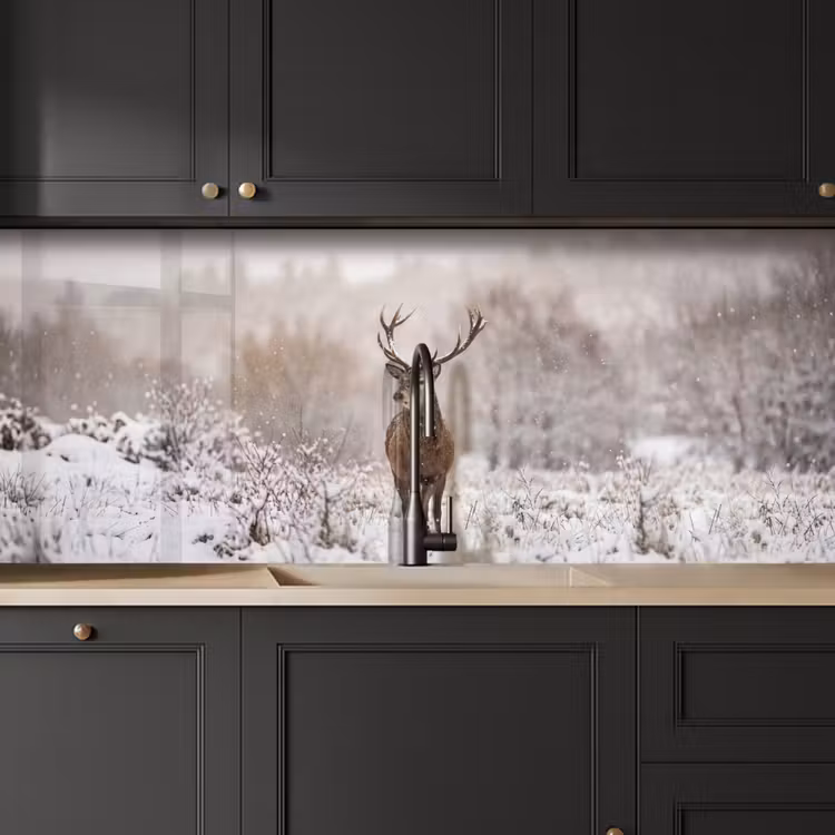 Keuken achterwand - Edelhert - Bos - Sneeuw - Winter - Majestueus — 6
