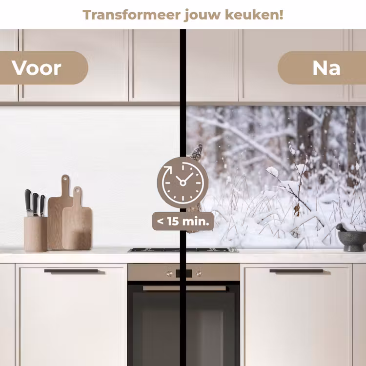 Keuken achterwand - Hert - Sneeuw - Bos - Dieren - Vertederend — 2
