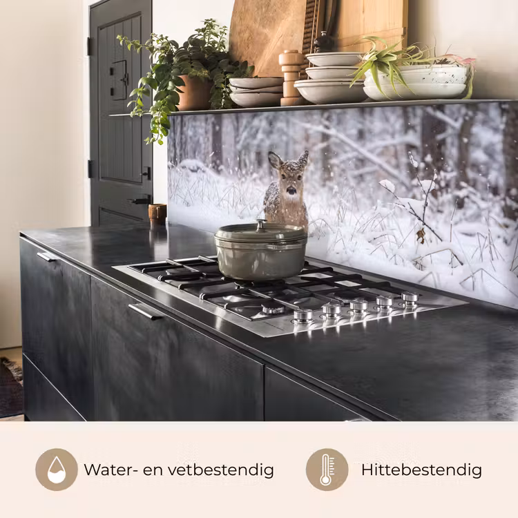 Keuken achterwand - Hert - Sneeuw - Bos - Dieren - Vertederend — 3