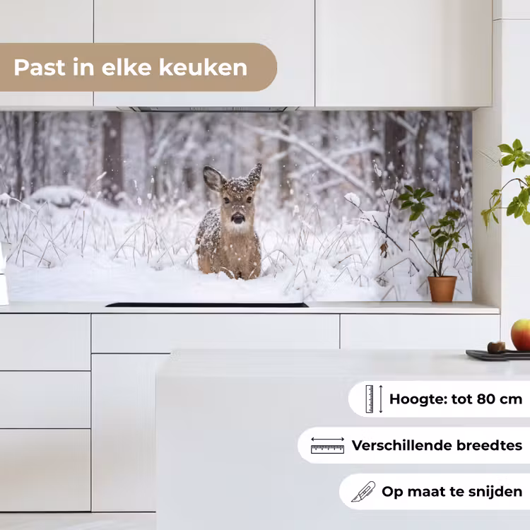 Keuken achterwand - Hert - Sneeuw - Bos - Dieren - Vertederend — 4