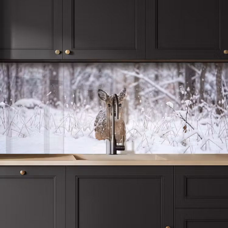 Keuken achterwand - Hert - Sneeuw - Bos - Dieren - Vertederend — 6
