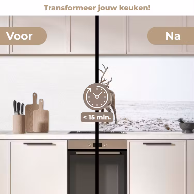Keuken achterwand - Rendier - Gewei - Sneeuw - Winter — 2