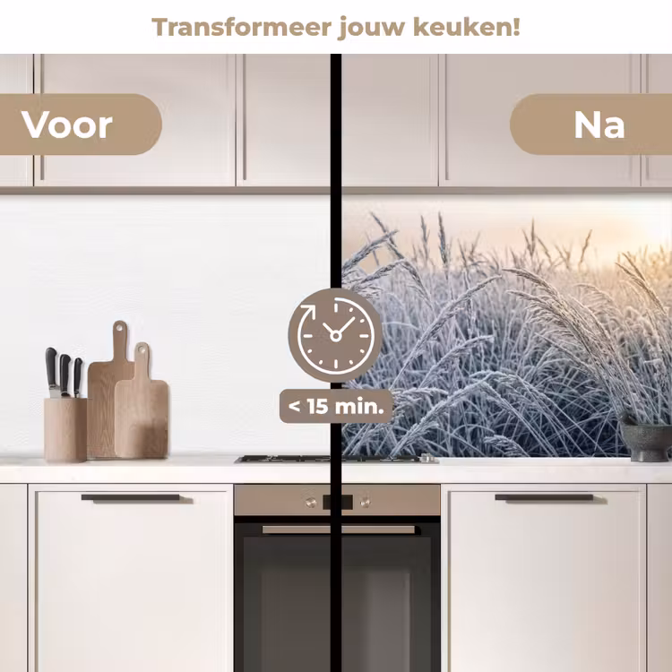 Keuken achterwand - Rijp - Gras - Kristallen - Winter - Minimalistisch — 2