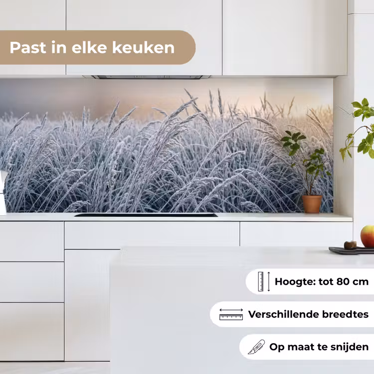 Keuken achterwand - Rijp - Gras - Kristallen - Winter - Minimalistisch — 4