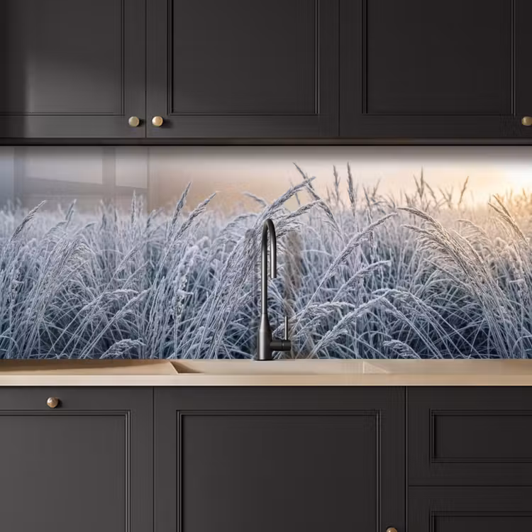 Keuken achterwand - Rijp - Gras - Kristallen - Winter - Minimalistisch — 6
