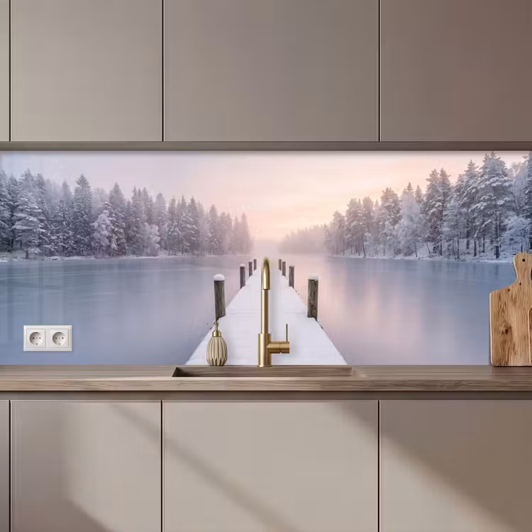 Keuken achterwand - Steiger - Meer - Mist - Winter - Serene — 1