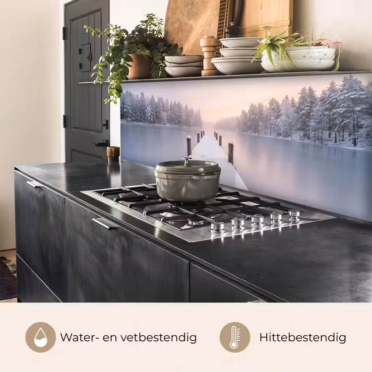 Keuken achterwand - Steiger - Meer - Mist - Winter - Serene — 3