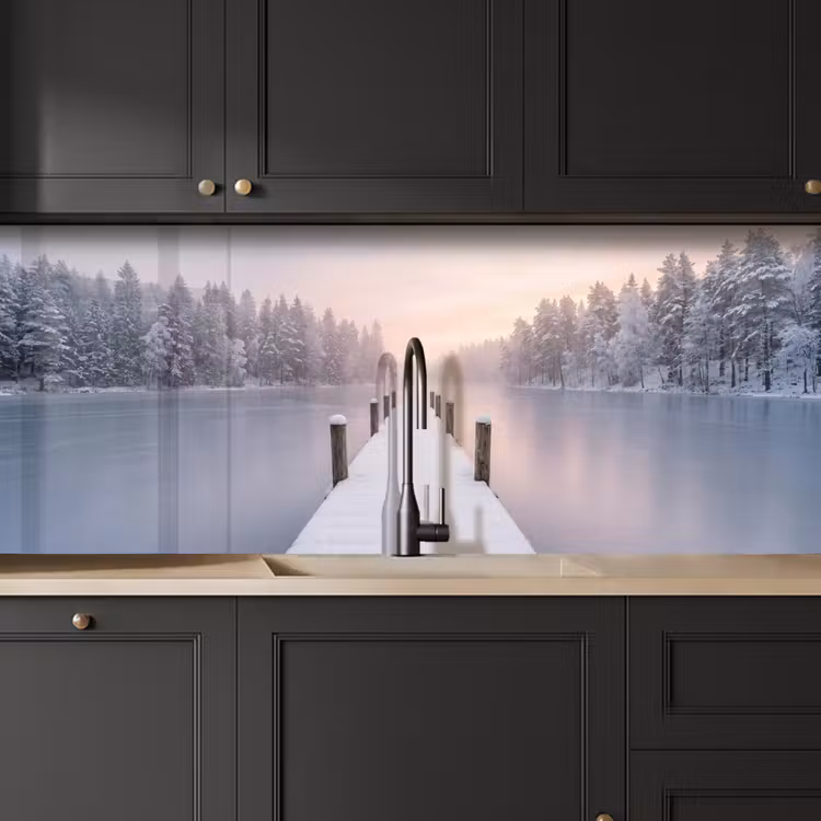 Keuken achterwand - Steiger - Meer - Mist - Winter - Serene — 6