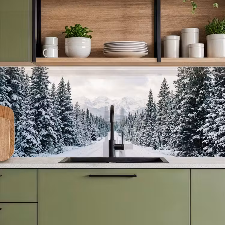 Keuken achterwand - Weg - Sneeuw - Naaldbos - Winter - Avontuurlijk — 5