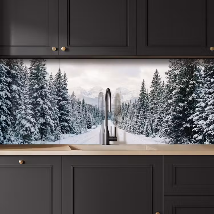 Keuken achterwand - Weg - Sneeuw - Naaldbos - Winter - Avontuurlijk — 6