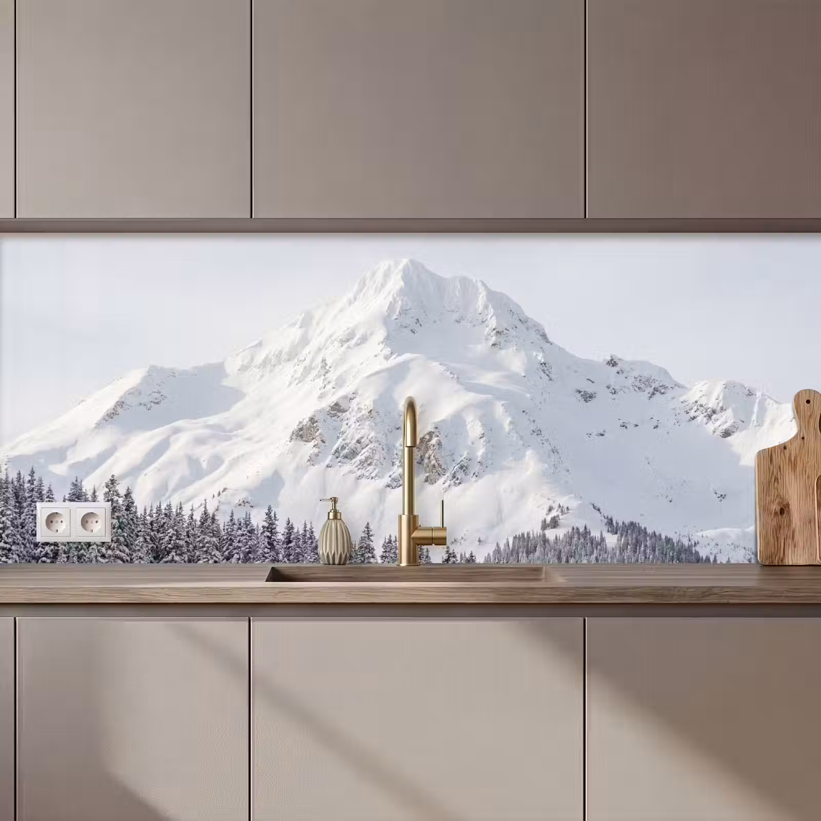 Keuken achterwand - Berg - Sneeuw - Winter - Natuur - Wit — 1