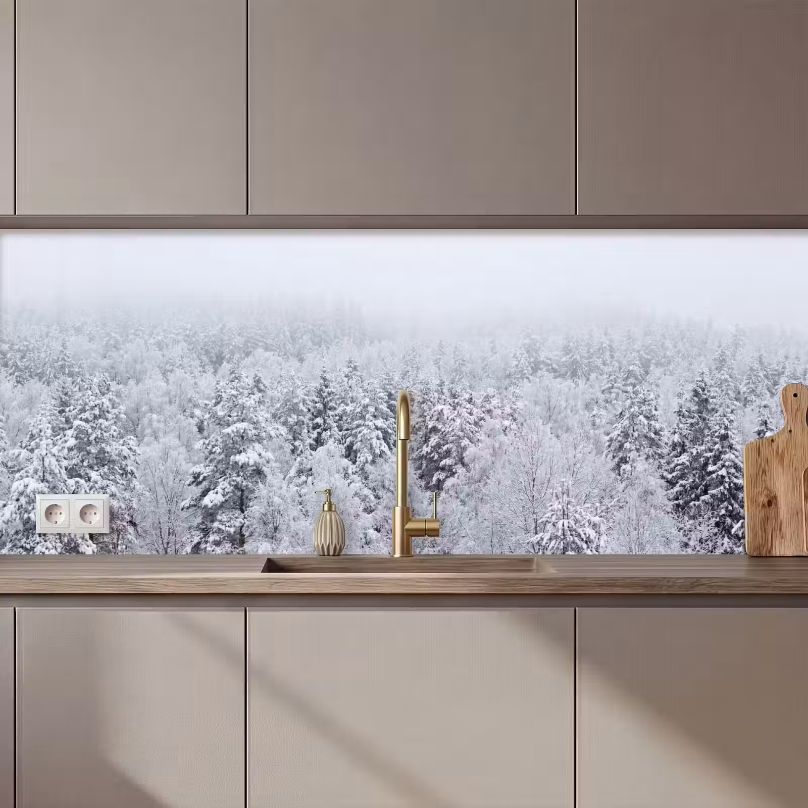 Keuken achterwand - Bos - Sneeuw - Winter - Natuur - Wit — 1