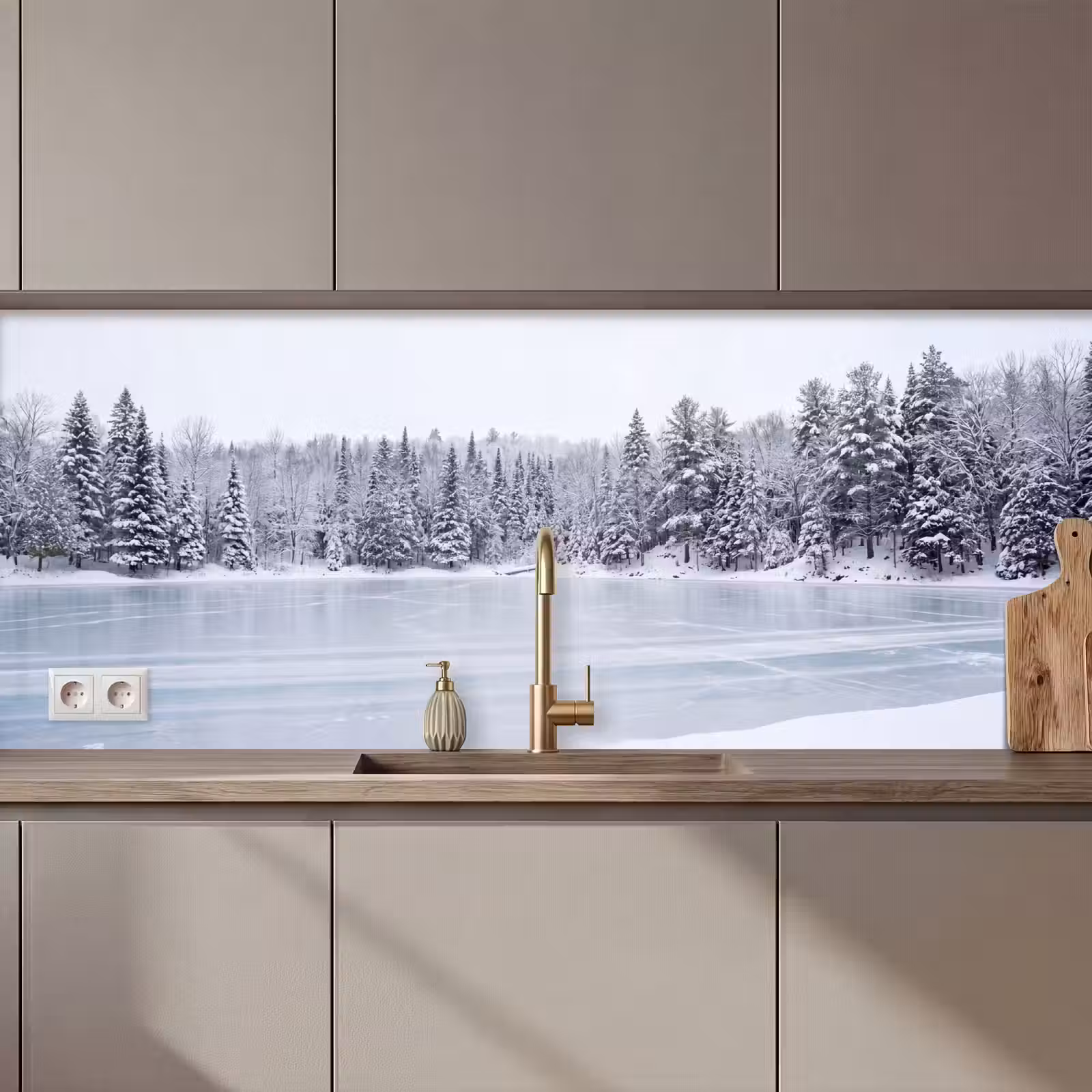 Keuken achterwand - Meer - Dennen - IJs - Winter - Rustgevend — 1