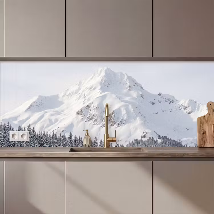 Keuken achterwand - Berg - Sneeuw - Winter - Natuur - Wit — 1
