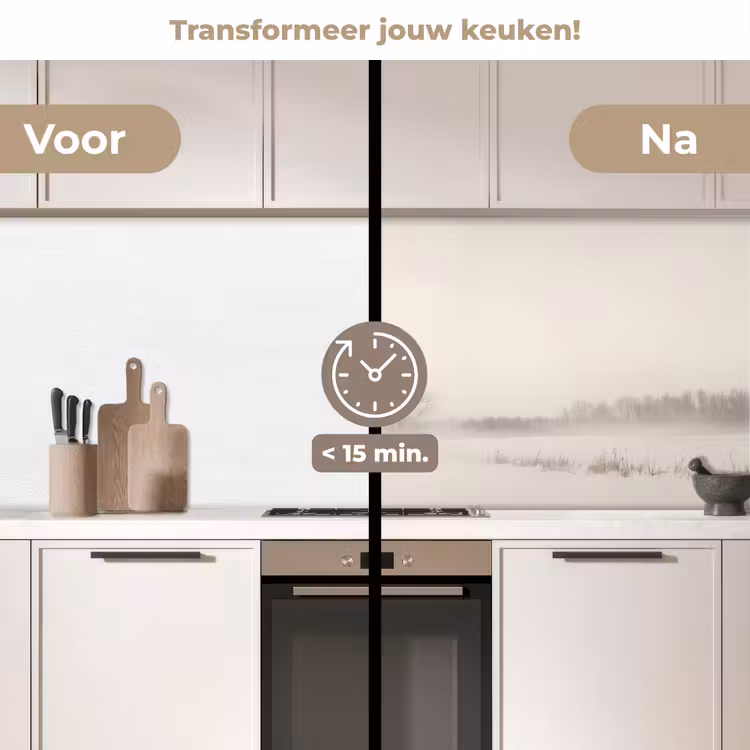 Keuken achterwand - Boom - Mist - Sneeuw - Winter - Minimalistisch — 2