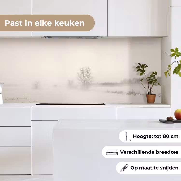 Keuken achterwand - Boom - Mist - Sneeuw - Winter - Minimalistisch — 4