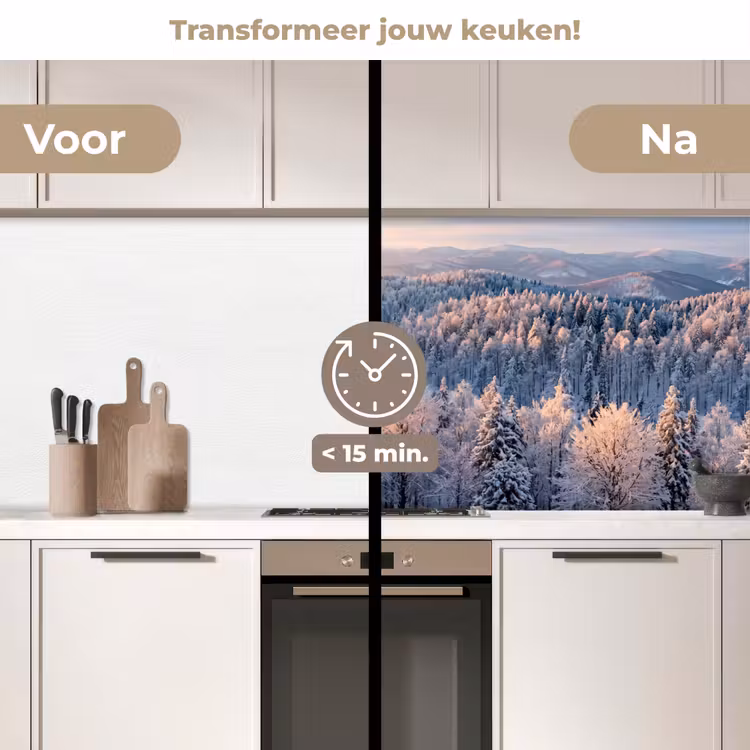Keuken achterwand - Bos - Bergen - Goud - Winter - Warm — 2