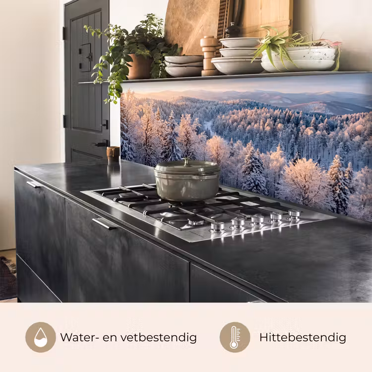 Keuken achterwand - Bos - Bergen - Goud - Winter - Warm — 3