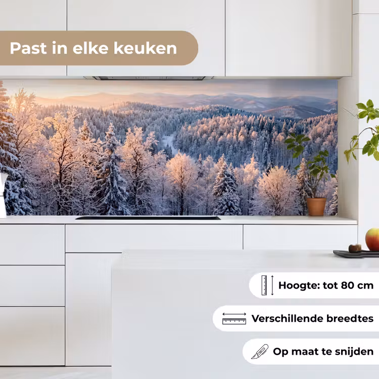 Keuken achterwand - Bos - Bergen - Goud - Winter - Warm — 4
