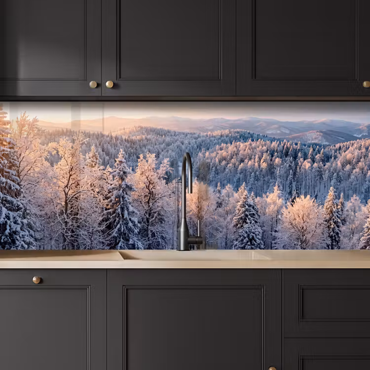 Keuken achterwand - Bos - Bergen - Goud - Winter - Warm — 6