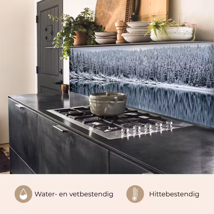 Keuken achterwand - Bos - Reflectie - Meer - Winter - Serene — 3