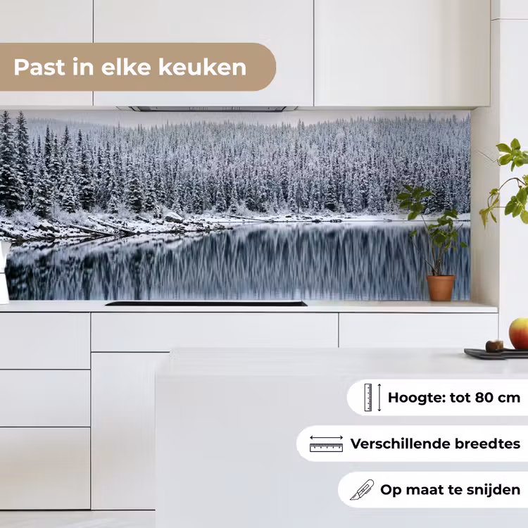 Keuken achterwand - Bos - Reflectie - Meer - Winter - Serene — 4