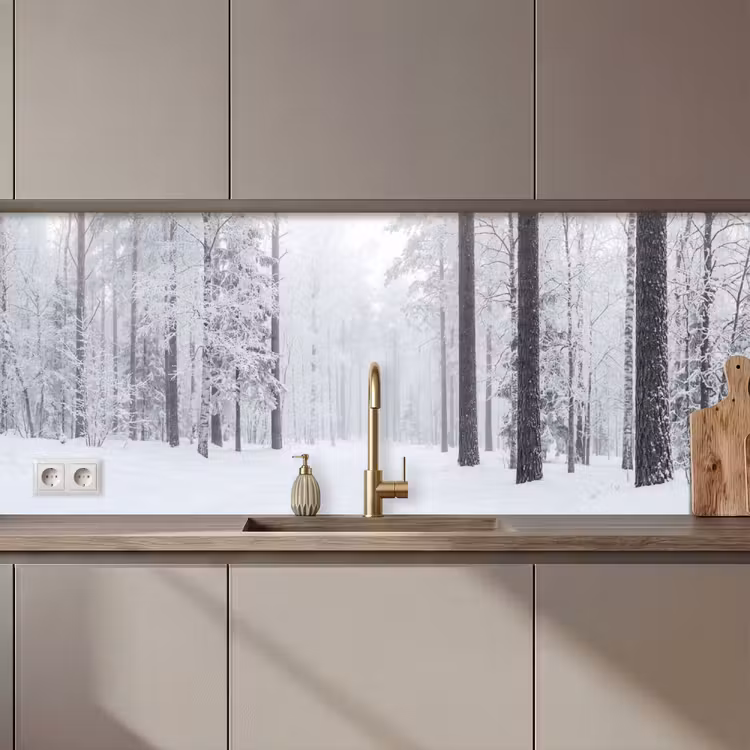 Keuken achterwand - Bos - Sneeuw - Pad - Winter - Stilte — 1