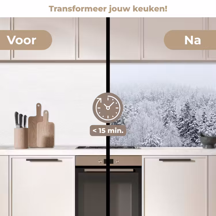 Keuken achterwand - Bos - Sneeuw - Winter - Natuur - Wit — 2