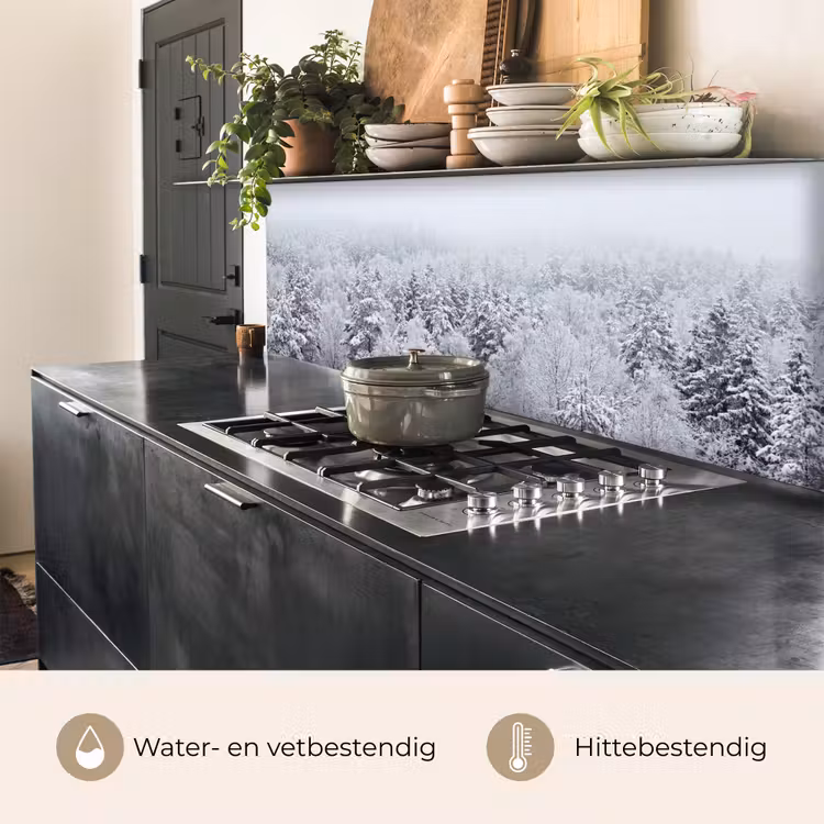 Keuken achterwand - Bos - Sneeuw - Winter - Natuur - Wit — 3