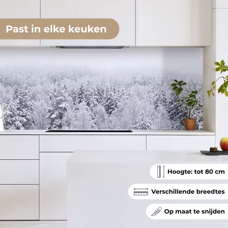 Keuken achterwand - Bos - Sneeuw - Winter - Natuur - Wit — 4