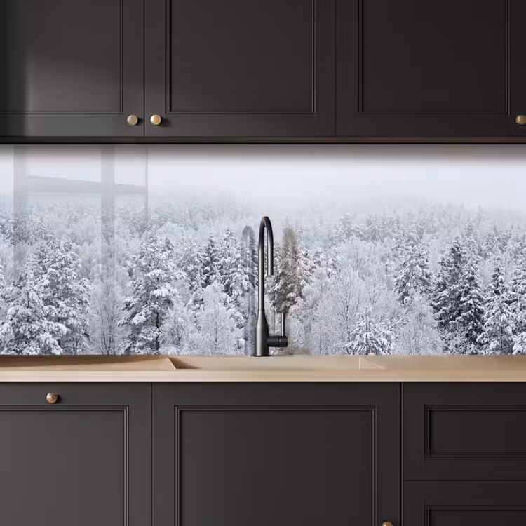Keuken achterwand - Bos - Sneeuw - Winter - Natuur - Wit — 6