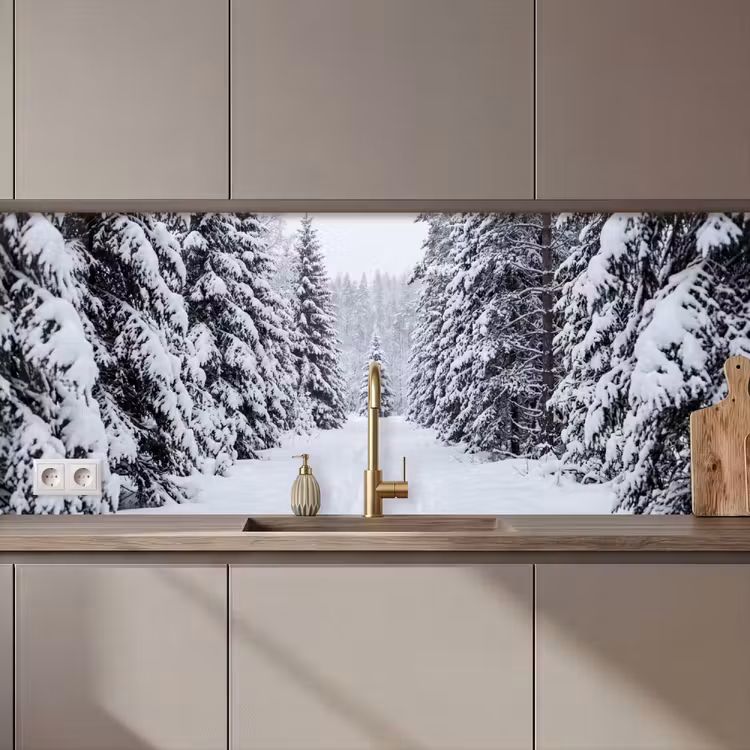 Keuken achterwand - Bos - Winter - Sneeuw - Pad - Natuur — 1