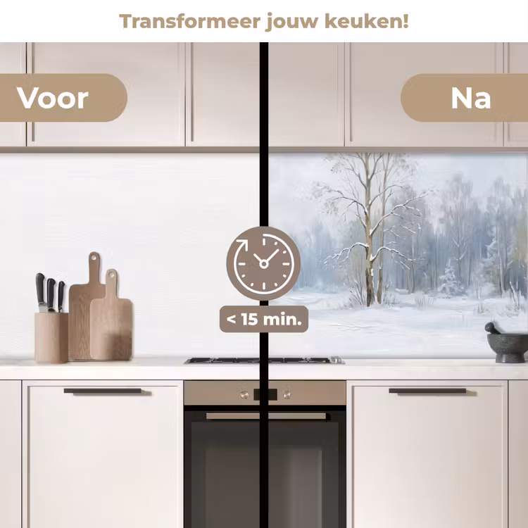 Keuken achterwand - Bospad - Dennen - Sneeuw - Winter - Rustgevend — 2