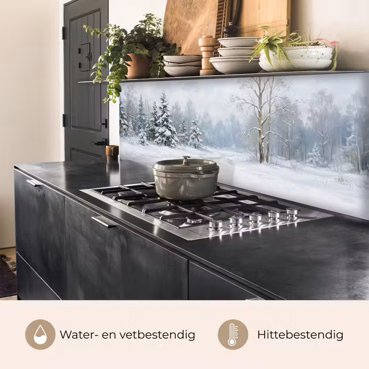 Keuken achterwand - Bospad - Dennen - Sneeuw - Winter - Rustgevend — 3