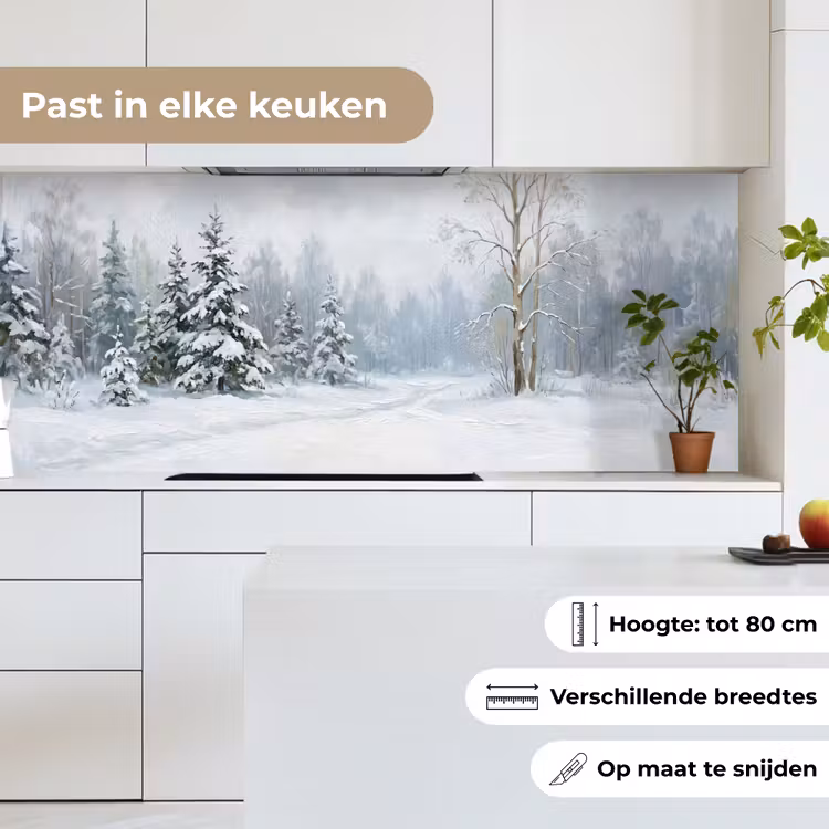 Keuken achterwand - Bospad - Dennen - Sneeuw - Winter - Rustgevend — 4