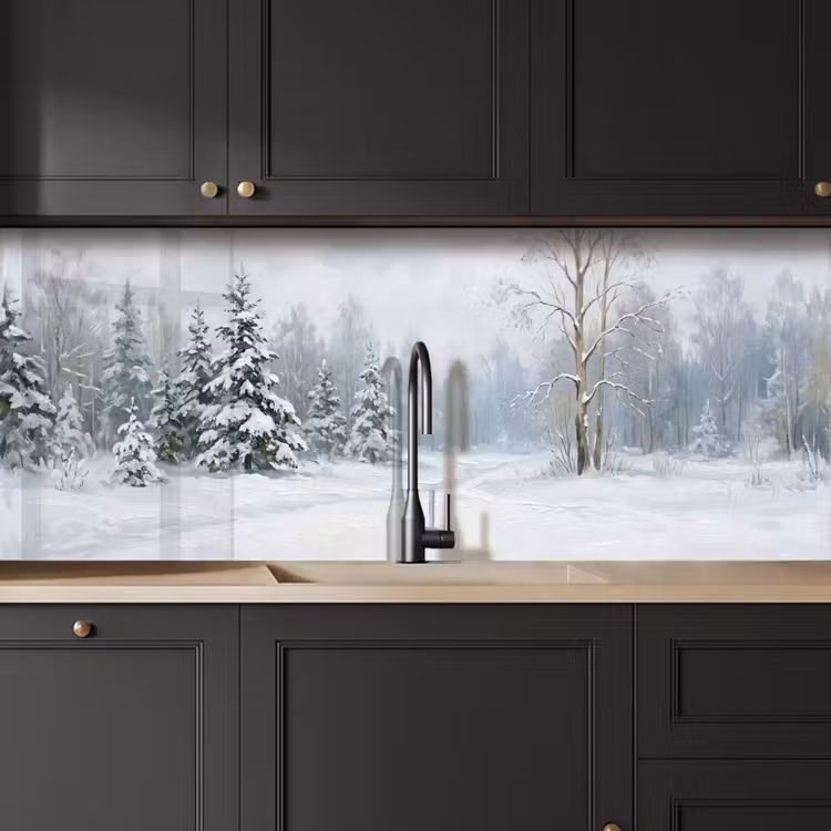 Keuken achterwand - Bospad - Dennen - Sneeuw - Winter - Rustgevend — 6
