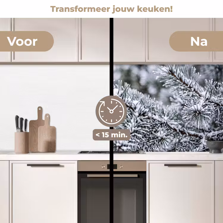 Keuken achterwand - Dennenappel - Tak - Sneeuw - Winter - Sfeervol — 2
