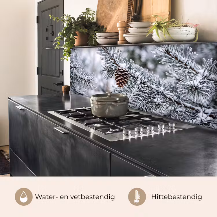 Keuken achterwand - Dennenappel - Tak - Sneeuw - Winter - Sfeervol — 3